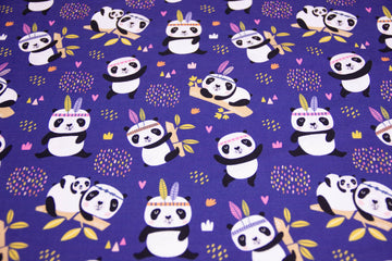 Jersey mit Pandas, Fräulein von Julie, blau, 0,5 m